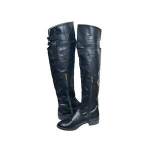 Libby Edelman Over The Knee Black Riding Boot Size 8 Tall Zip Equestrian Style